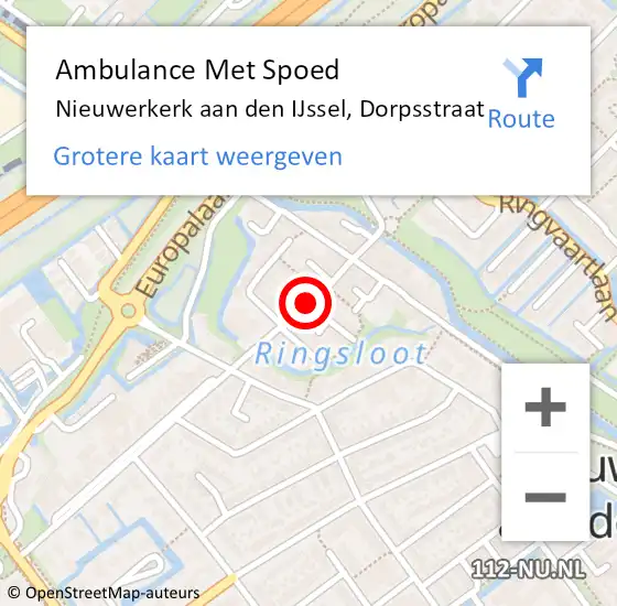 Locatie op kaart van de 112 melding: Ambulance Met Spoed Naar Nieuwerkerk aan den IJssel, Dorpsstraat op 17 juli 2017 04:19