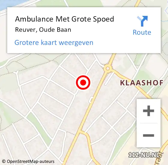 Locatie op kaart van de 112 melding: Ambulance Met Grote Spoed Naar Reuver, Oude Baan op 17 juli 2017 04:37