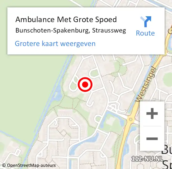 Locatie op kaart van de 112 melding: Ambulance Met Grote Spoed Naar Bunschoten-Spakenburg, Straussweg op 17 juli 2017 04:50