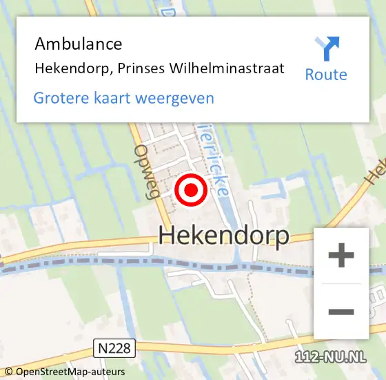 Locatie op kaart van de 112 melding: Ambulance Hekendorp, Prinses Wilhelminastraat op 17 juli 2017 05:44