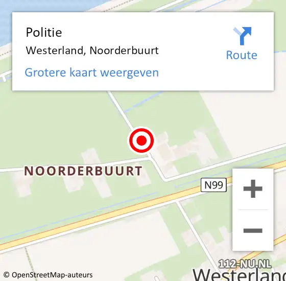 Locatie op kaart van de 112 melding: Politie Westerland, Noorderbuurt op 17 juli 2017 07:36