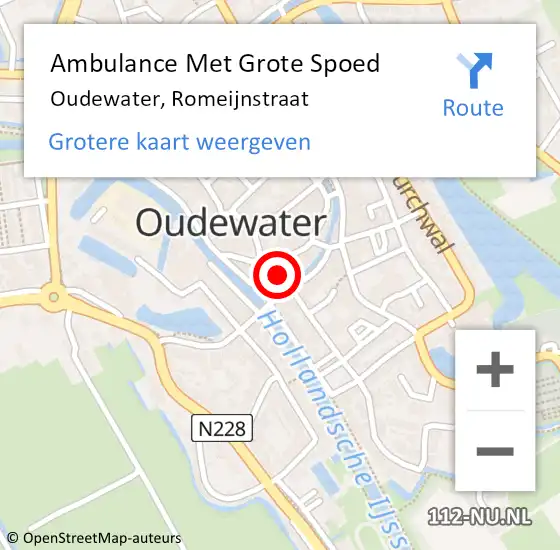 Locatie op kaart van de 112 melding: Ambulance Met Grote Spoed Naar Oudewater, Romeijnstraat op 17 juli 2017 07:41