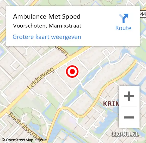 Locatie op kaart van de 112 melding: Ambulance Met Spoed Naar Voorschoten, Marnixstraat op 17 juli 2017 09:05