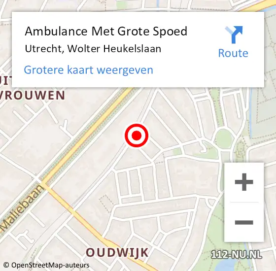Locatie op kaart van de 112 melding: Ambulance Met Grote Spoed Naar Utrecht, Wolter Heukelslaan op 17 juli 2017 09:21
