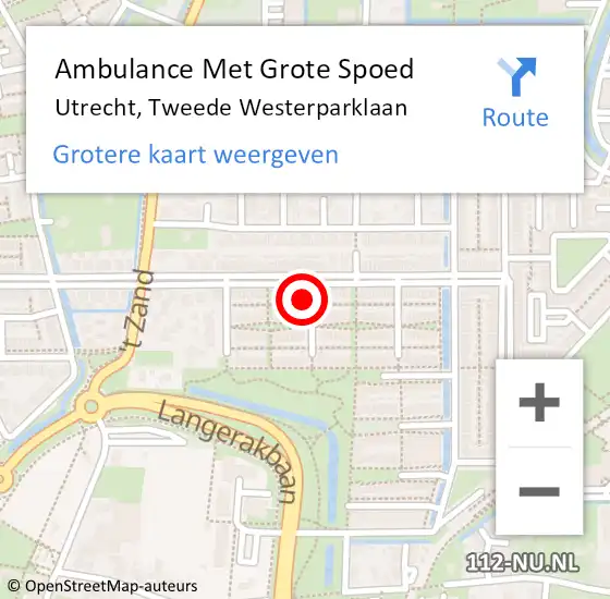 Locatie op kaart van de 112 melding: Ambulance Met Grote Spoed Naar Utrecht, Tweede Westerparklaan op 17 juli 2017 09:26