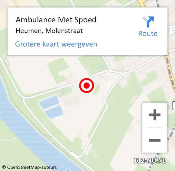 Locatie op kaart van de 112 melding: Ambulance Met Spoed Naar Heumen, Molenstraat op 17 juli 2017 09:41