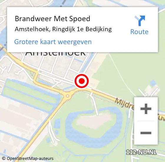 Locatie op kaart van de 112 melding: Brandweer Met Spoed Naar Amstelhoek, Ringdijk 1e Bedijking op 17 juli 2017 10:16