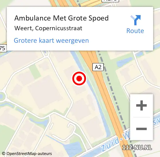 Locatie op kaart van de 112 melding: Ambulance Met Grote Spoed Naar Weert, Copernicusstraat op 17 juli 2017 10:29