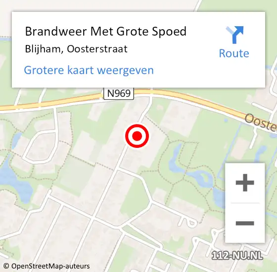 Locatie op kaart van de 112 melding: Brandweer Met Grote Spoed Naar Blijham, Oosterstraat op 17 juli 2017 10:39