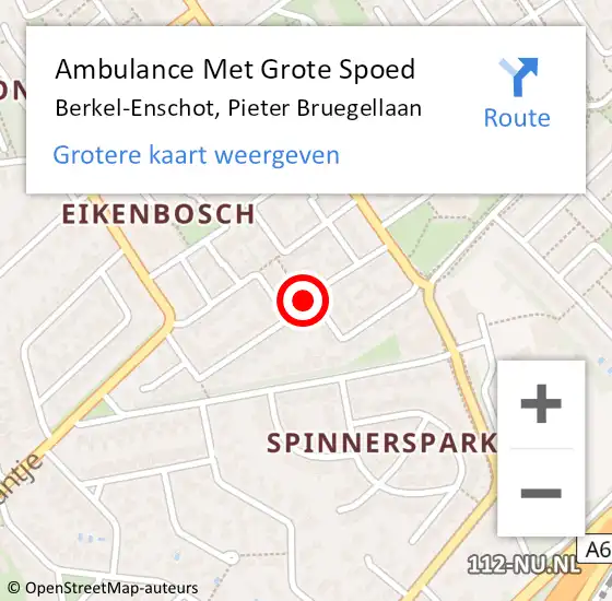 Locatie op kaart van de 112 melding: Ambulance Met Grote Spoed Naar Berkel-Enschot, Pieter Bruegellaan op 17 juli 2017 11:20