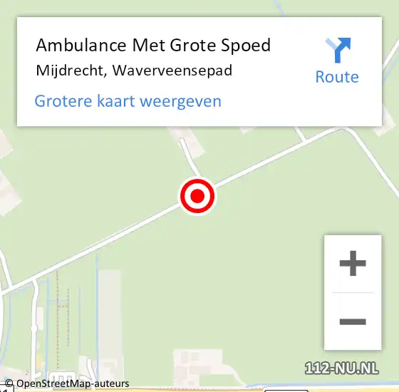 Locatie op kaart van de 112 melding: Ambulance Met Grote Spoed Naar Mijdrecht, Waverveensepad op 17 juli 2017 11:23