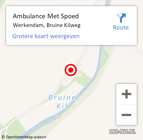 Locatie op kaart van de 112 melding: Ambulance Met Spoed Naar Werkendam, Bruine Kilweg op 17 juli 2017 12:31