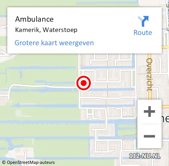 Locatie op kaart van de 112 melding: Ambulance Kamerik, Waterstoep op 17 juli 2017 12:50