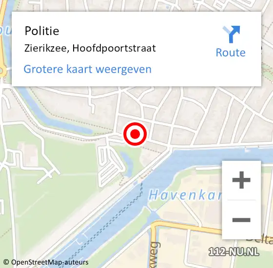 Locatie op kaart van de 112 melding: Politie Zierikzee, Hoofdpoortstraat op 17 juli 2017 13:22