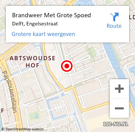 Locatie op kaart van de 112 melding: Brandweer Met Grote Spoed Naar Delft, Engelsestraat op 17 juli 2017 13:27