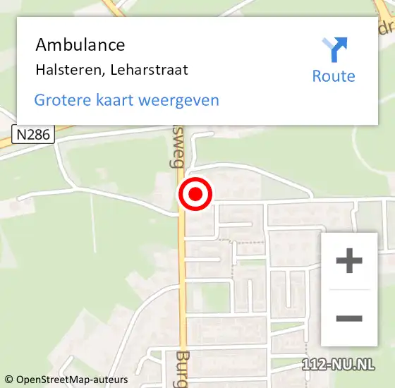 Locatie op kaart van de 112 melding: Ambulance Halsteren, Leharstraat op 17 juli 2017 14:38