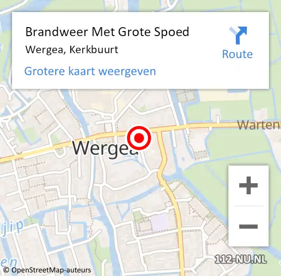 Locatie op kaart van de 112 melding: Brandweer Met Grote Spoed Naar Wergea, Kerkbuurt op 17 juli 2017 14:42