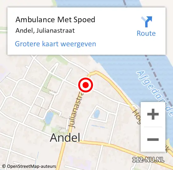 Locatie op kaart van de 112 melding: Ambulance Met Spoed Naar Andel, Julianastraat op 17 juli 2017 14:52