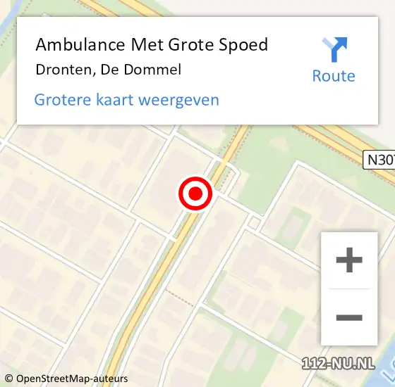 Locatie op kaart van de 112 melding: Ambulance Met Grote Spoed Naar Dronten, De Dommel op 17 juli 2017 15:51