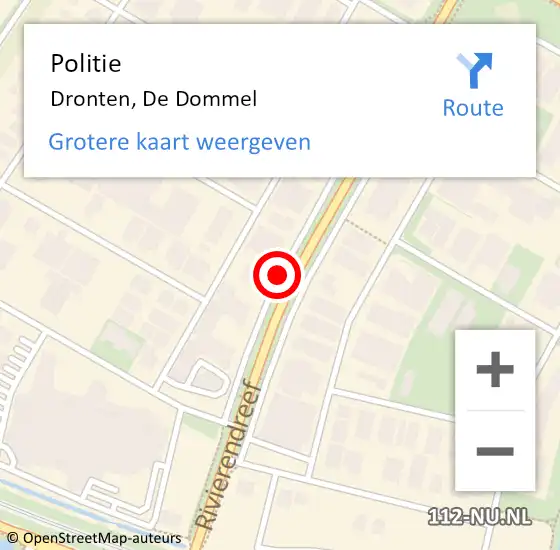 Locatie op kaart van de 112 melding: Politie Dronten, De Dommel op 17 juli 2017 15:54