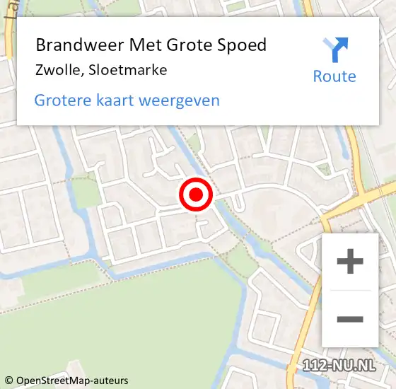 Locatie op kaart van de 112 melding: Brandweer Met Grote Spoed Naar Zwolle, Sloetmarke op 17 juli 2017 16:22