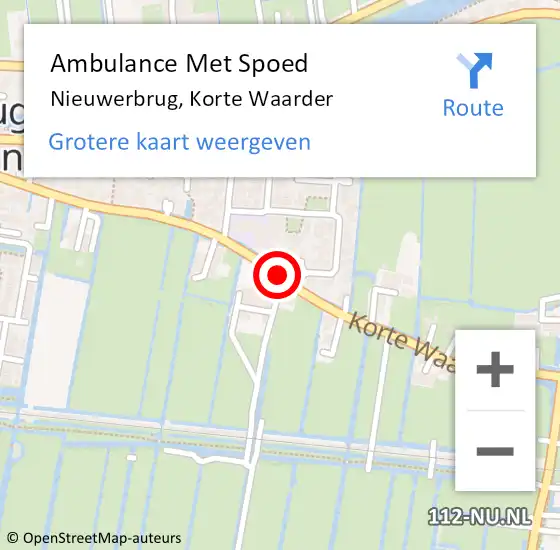 Locatie op kaart van de 112 melding: Ambulance Met Spoed Naar Nieuwerbrug, Korte Waarder op 17 juli 2017 16:31