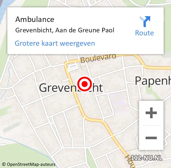 Locatie op kaart van de 112 melding: Ambulance Grevenbicht, Aan de Greune Paol op 27 januari 2014 10:25