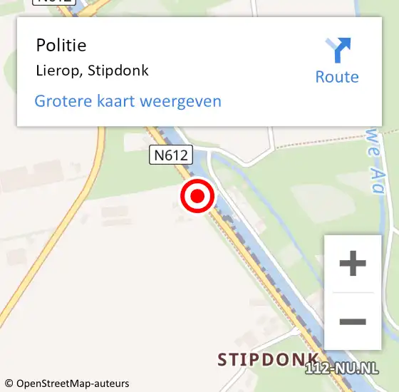 Locatie op kaart van de 112 melding: Politie Lierop, Stipdonk op 17 juli 2017 16:54