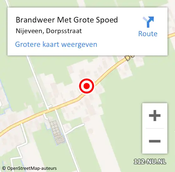 Locatie op kaart van de 112 melding: Brandweer Met Grote Spoed Naar Nijeveen, Dorpsstraat op 17 juli 2017 17:04