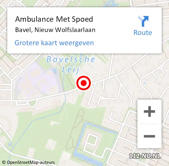 Locatie op kaart van de 112 melding: Ambulance Met Spoed Naar Bavel, Nieuw Wolfslaarlaan op 17 juli 2017 17:18