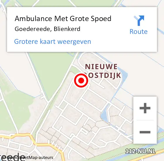 Locatie op kaart van de 112 melding: Ambulance Met Grote Spoed Naar Goedereede, Blienkerd op 17 juli 2017 17:45