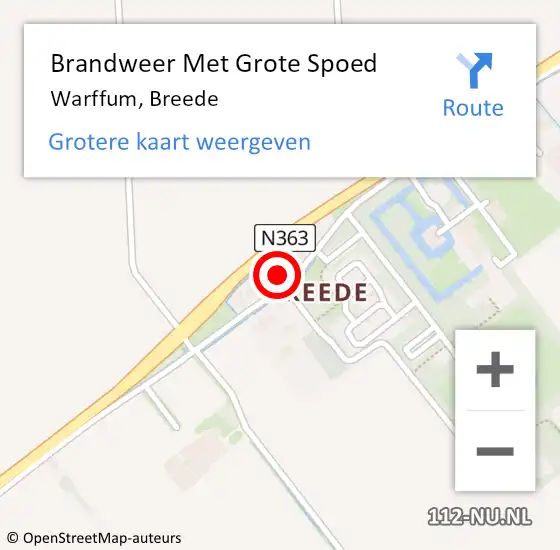 Locatie op kaart van de 112 melding: Brandweer Met Grote Spoed Naar Warffum, Breede op 17 juli 2017 17:55