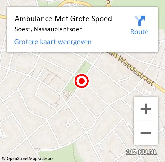 Locatie op kaart van de 112 melding: Ambulance Met Grote Spoed Naar Soest, Nassauplantsoen op 17 juli 2017 18:33