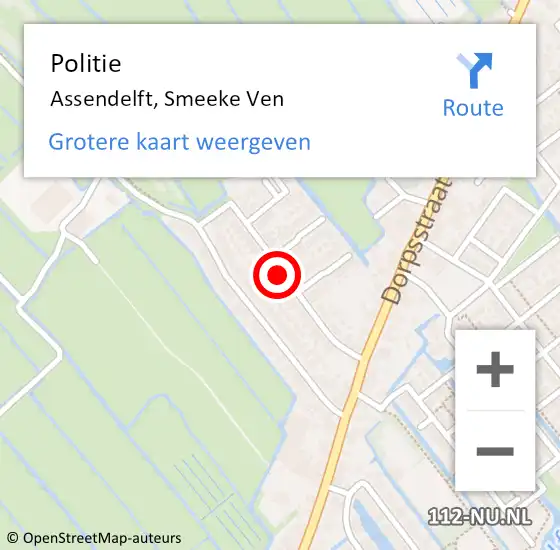 Locatie op kaart van de 112 melding: Politie Assendelft, Smeeke Ven op 17 juli 2017 18:42