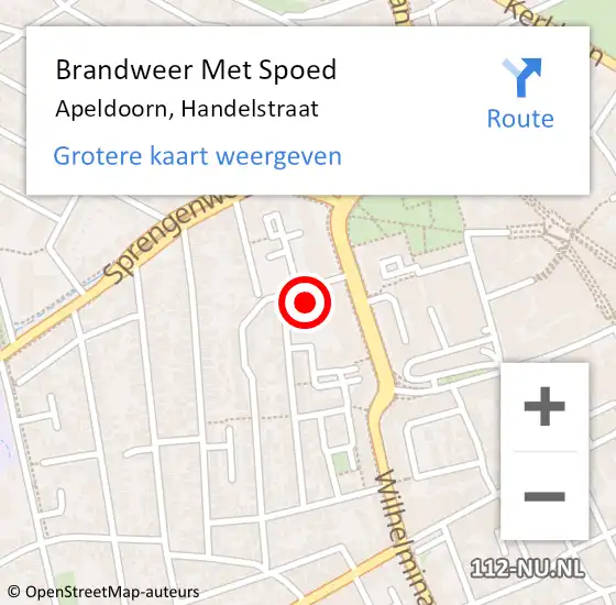 Locatie op kaart van de 112 melding: Brandweer Met Spoed Naar Apeldoorn, Handelstraat op 17 juli 2017 18:52