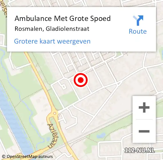 Locatie op kaart van de 112 melding: Ambulance Met Grote Spoed Naar Rosmalen, Gladiolenstraat op 17 juli 2017 18:58