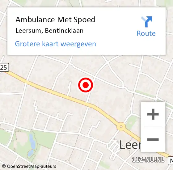 Locatie op kaart van de 112 melding: Ambulance Met Spoed Naar Leersum, Bentincklaan op 17 juli 2017 19:56