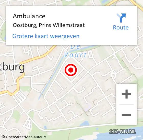 Locatie op kaart van de 112 melding: Ambulance Oostburg, Prins Willemstraat op 17 juli 2017 20:47