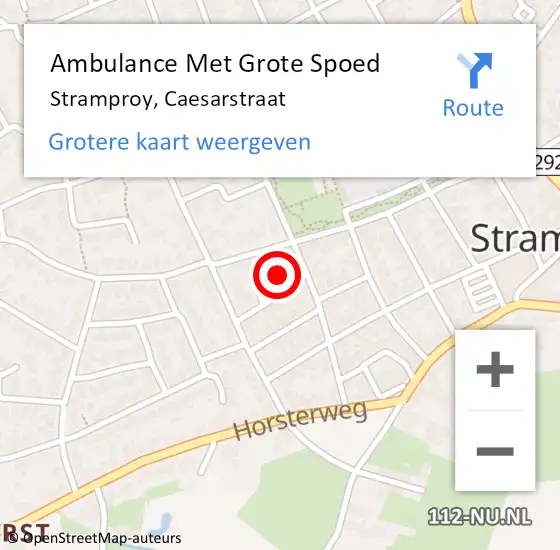 Locatie op kaart van de 112 melding: Ambulance Met Grote Spoed Naar Stramproy, Caesarstraat op 17 juli 2017 21:02