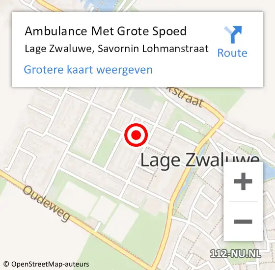 Locatie op kaart van de 112 melding: Ambulance Met Grote Spoed Naar Lage Zwaluwe, Savornin Lohmanstraat op 17 juli 2017 21:49