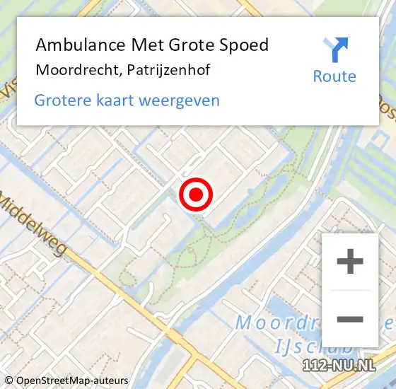 Locatie op kaart van de 112 melding: Ambulance Met Grote Spoed Naar Moordrecht, Patrijzenhof op 17 juli 2017 21:51