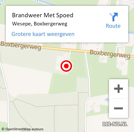 Locatie op kaart van de 112 melding: Brandweer Met Spoed Naar Wesepe, Boxbergerweg op 17 juli 2017 22:35