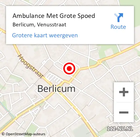 Locatie op kaart van de 112 melding: Ambulance Met Grote Spoed Naar Berlicum, Venusstraat op 17 juli 2017 22:54