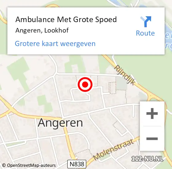 Locatie op kaart van de 112 melding: Ambulance Met Grote Spoed Naar Angeren, Lookhof op 17 juli 2017 23:49