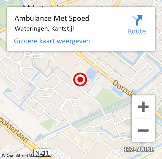 Locatie op kaart van de 112 melding: Ambulance Met Spoed Naar Wateringen, Kantstijl op 18 juli 2017 00:31