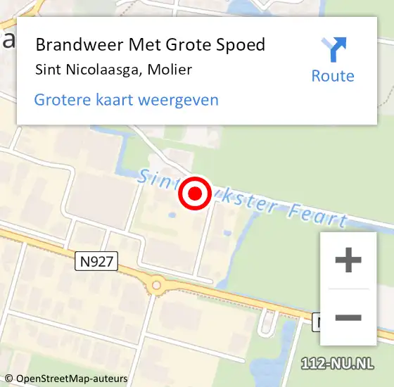 Locatie op kaart van de 112 melding: Brandweer Met Grote Spoed Naar Sint Nicolaasga, Molier op 18 juli 2017 00:35