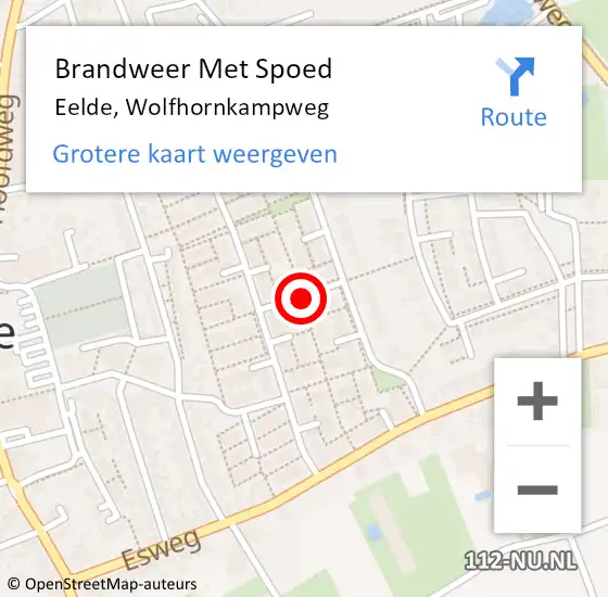 Locatie op kaart van de 112 melding: Brandweer Met Spoed Naar Eelde, Wolfhornkampweg op 18 juli 2017 00:48