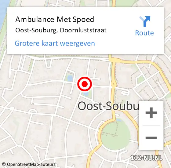 Locatie op kaart van de 112 melding: Ambulance Met Spoed Naar Oost-Souburg, Doornluststraat op 18 juli 2017 01:18