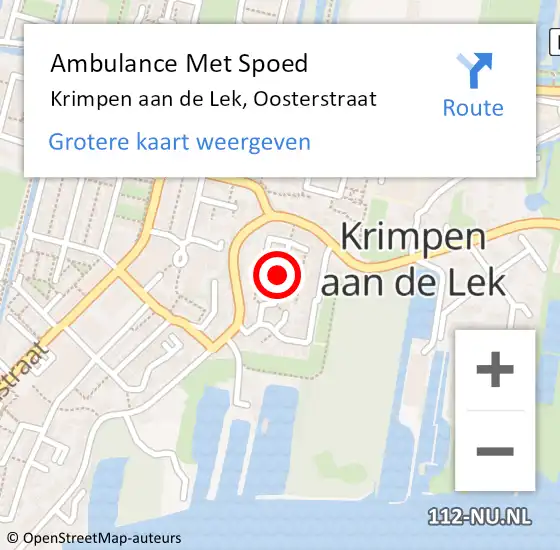 Locatie op kaart van de 112 melding: Ambulance Met Spoed Naar Krimpen aan de Lek, Oosterstraat op 18 juli 2017 01:26