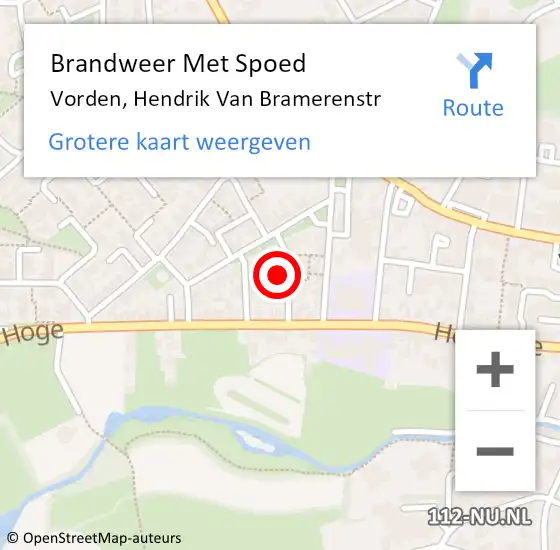 Locatie op kaart van de 112 melding: Brandweer Met Spoed Naar Vorden, Hendrik Van Bramerenstr op 18 juli 2017 01:37